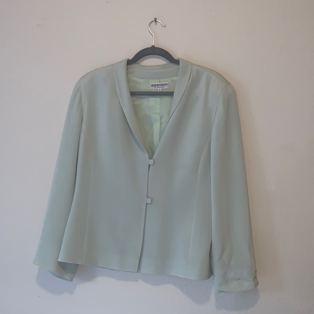 Giorgio Armani Le Collezioni Mint Green Linen Pant Suit seafoam green size 12